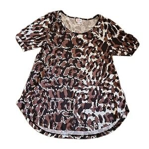 LuLaRoe Morgan Flare Top Size Medium Cheetah Leopard Animal Print Western Boho